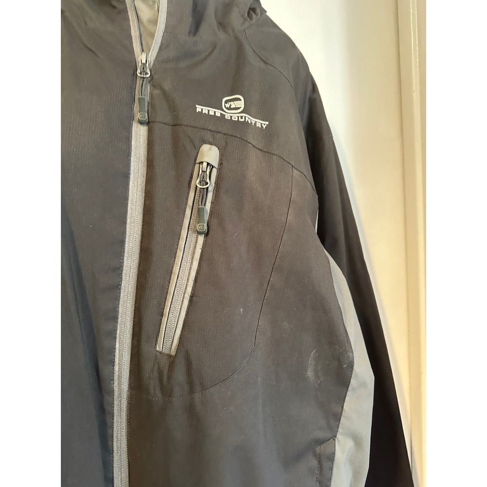 Free Country Softshell Jacket Mens XL Black Grey Good Watr Resistant Windbreaker - Picture 2 of 4
